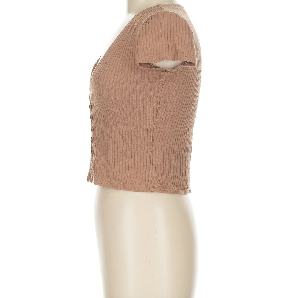 Reformation Nella Knit Button-Front Crop Top – Camel Brown (RARE color) - Picture 5 of 7